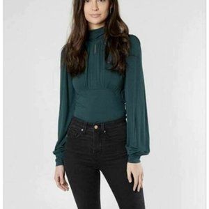 Free People First Love Keyhole Cutout Top Green S